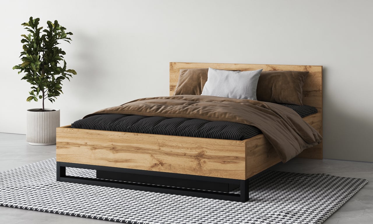 VelvetForms Helen HL50 – Eksklusiv Sengeramme med Opbevaring 140x200 (Wotan Eg)