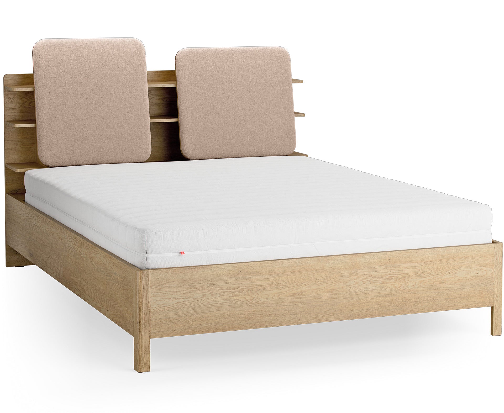VelvetForms Well – Seng med Integreret Reol 160×200 (Naturlig Eg)