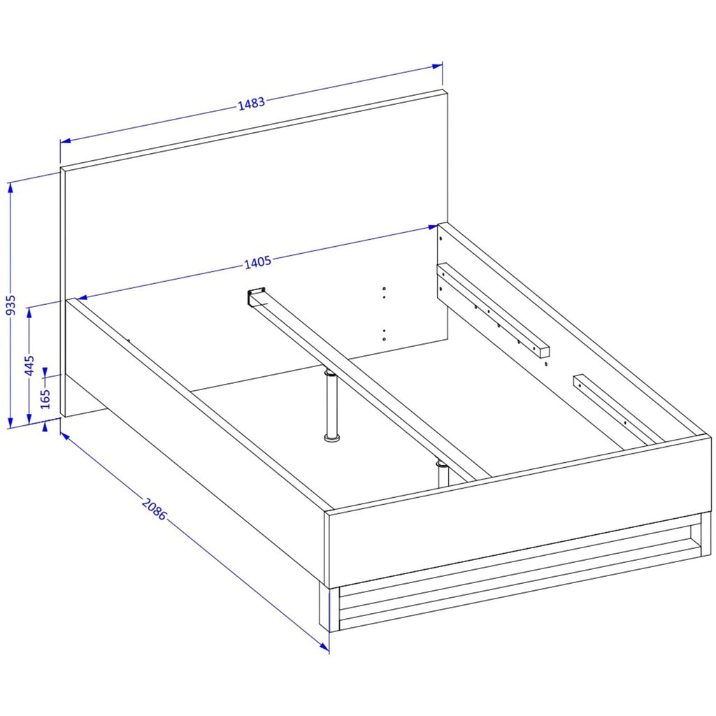 VelvetForms Helen HL50 – Eksklusiv Sengeramme med Opbevaring 140x200 (Wotan Eg)