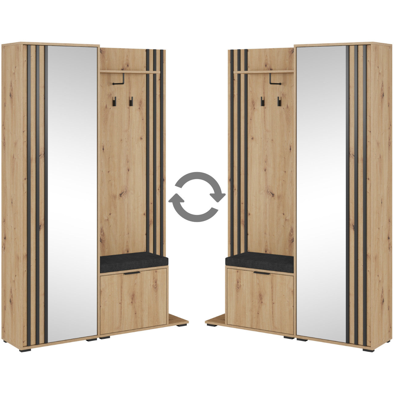 VelvetForms Laila – Eksklusiv Premium Garderobe (Artisan Eg / Sort)