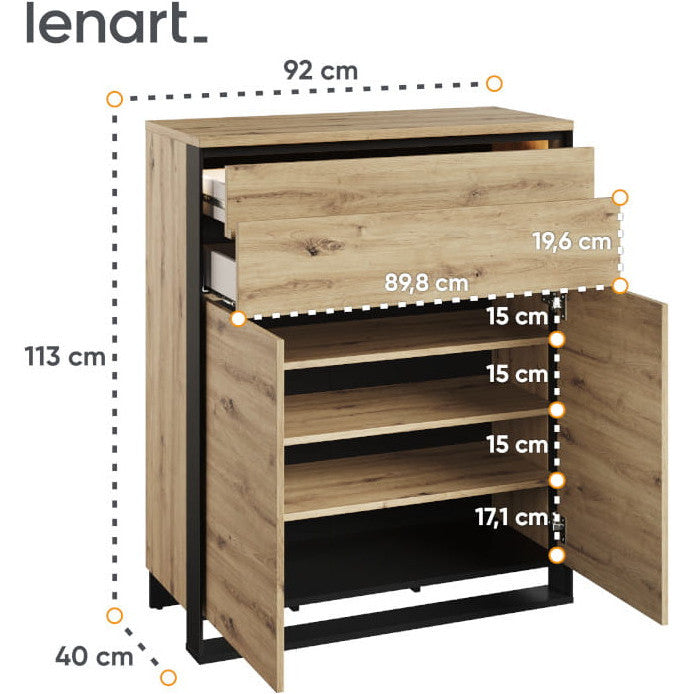 VelvetForms Quant 3 – Eksklusivt Premium Garderobsæt med LED (Artisan Eg / Sort)