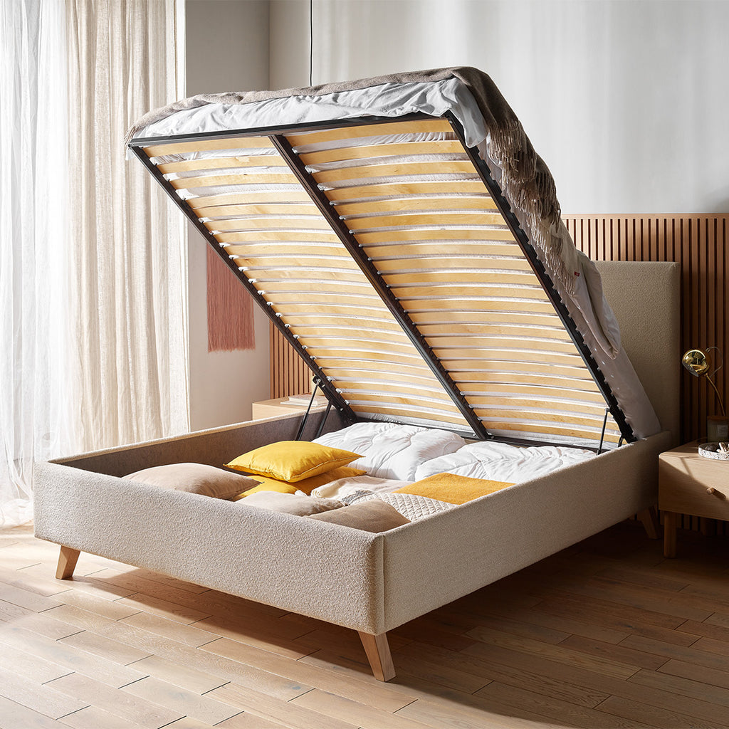 VelvetForms Puric – Polstret Seng 160×200 med Opbevaring (Valgfri Stof & Ben)