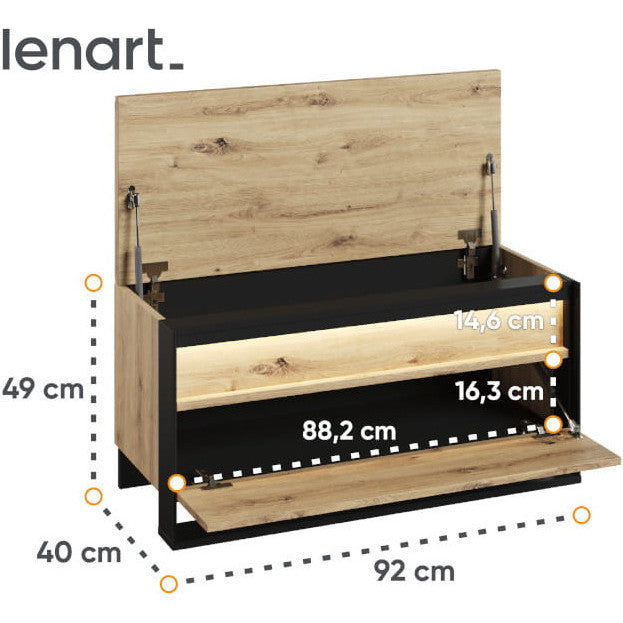 VelvetForms Quant 3 – Eksklusivt Premium Garderobsæt med LED (Artisan Eg / Sort)