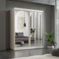 VelvetForms Mogi – Eksklusiv Premium Skydelågegarderobe 180cm med Spejl (Cashmere / Guld)