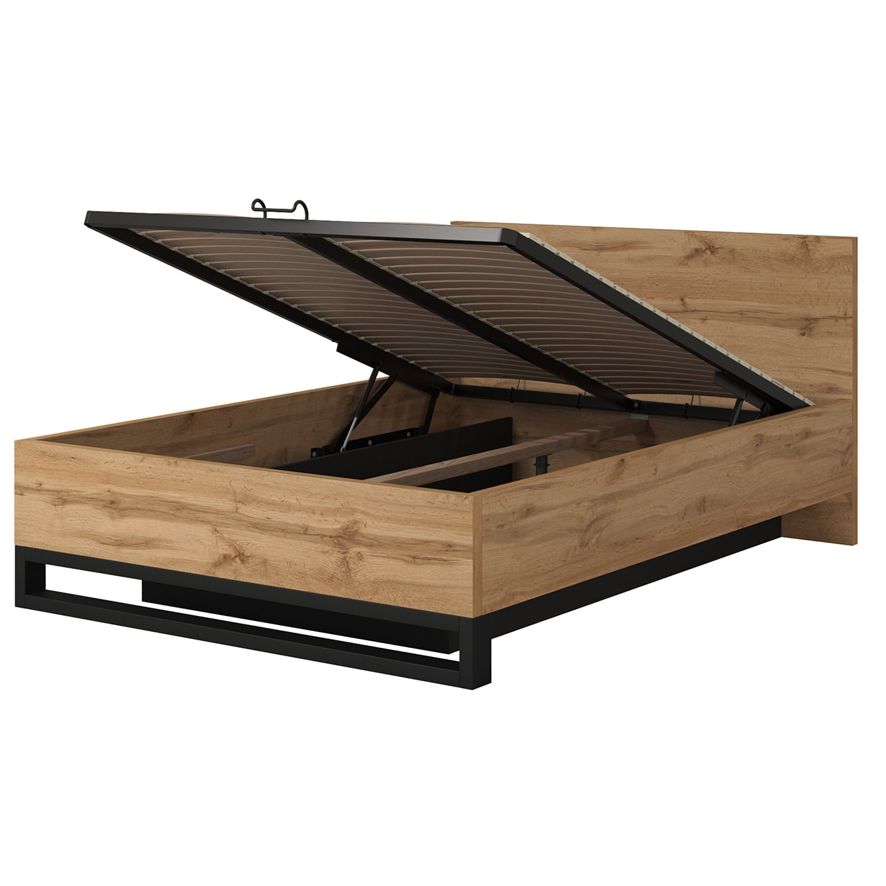 VelvetForms Helen HL50 – Eksklusiv Sengeramme med Opbevaring 140x200 (Wotan Eg)